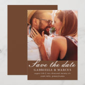 Chic Brown Foto Wedding Save the Date (Vorne/Hinten)