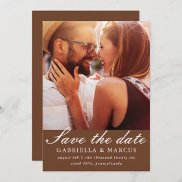 Chic Brown Foto Wedding Save the Date
