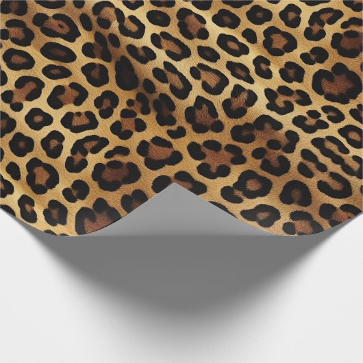 Chic Brown Gold Leopard Geschenkpapier (Ecke)