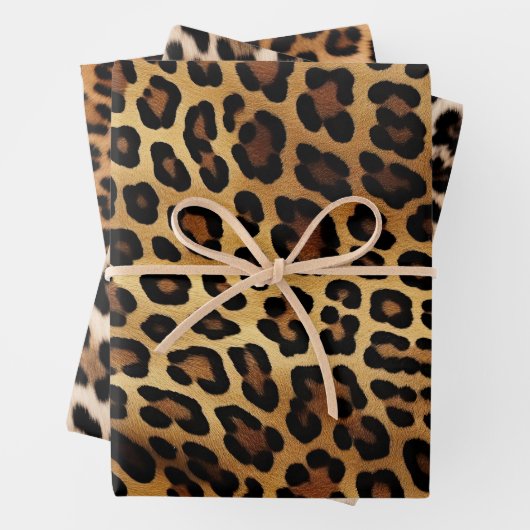 Chic Brown Gold Leopard Geschenkpapier Set (Beispiel)