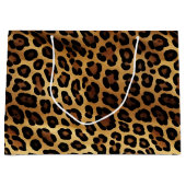 Chic Brown Gold Leopard Große Geschenktüte (Vorderseite)