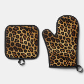 Chic Brown Gold Leopard Ofenhandschuh & Topflappen-Set (Vorderseite)
