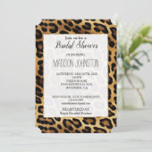 Chic Brown Gold Leopard Wedding Brautparty Einladung (Stehend Vorderseite)