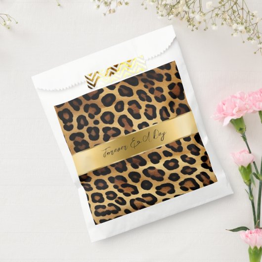 Chic Brown Gold Leopard Wedding Geschenktütchen (Versiegelt)