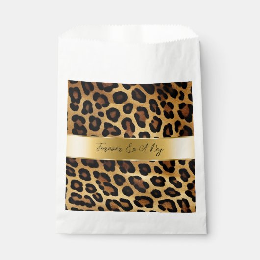 Chic Brown Gold Leopard Wedding Geschenktütchen (Vorderseite)