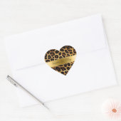 Chic Brown Gold Leopard Wedding Herz-Aufkleber (Umschlag)