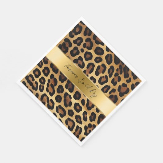 Chic Brown Gold Leopard Wedding Serviette (Ecke)