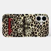 Chic Brown Kokette Leopard Bogen Monogramm Case-Mate iPhone Hülle (Rückseite (Horizontal))