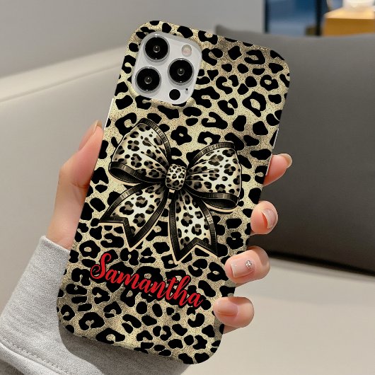 Chic Brown Kokette Leopard Bogen Monogramm Case-Mate iPhone Hülle