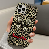 Chic Brown Kokette Leopard Bogen Monogramm iPhone 16 Hülle