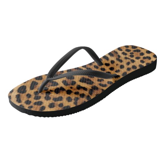 Chic Brown Leopard Print Badesandalen (Schrägansicht)
