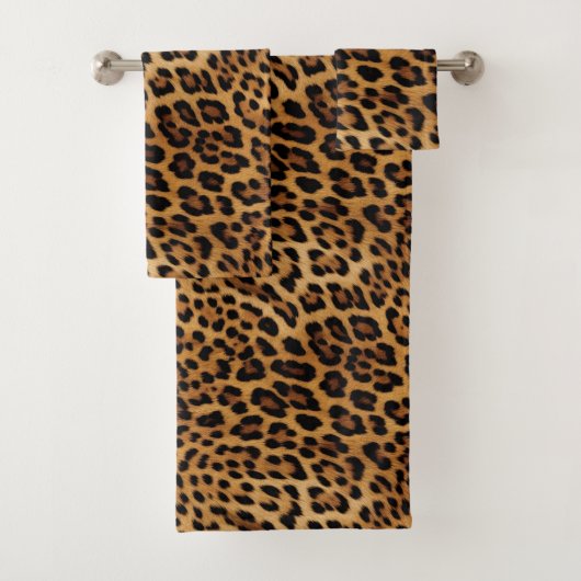 Chic Brown Leopard Print Badhandtuch Set (Insitu)