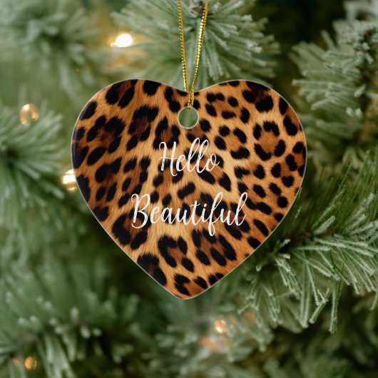 Chic Brown Leopard Print Christmas Keramik Ornament (Baum)