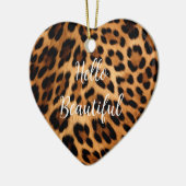 Chic Brown Leopard Print Christmas Keramik Ornament (Links)