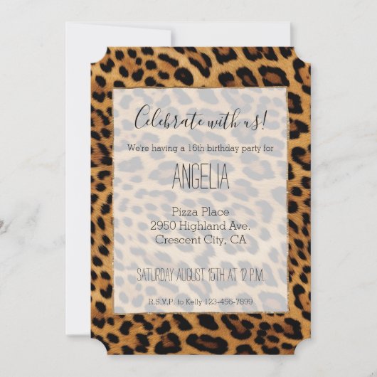 Chic Brown Leopard Print Einladung (Vorderseite)