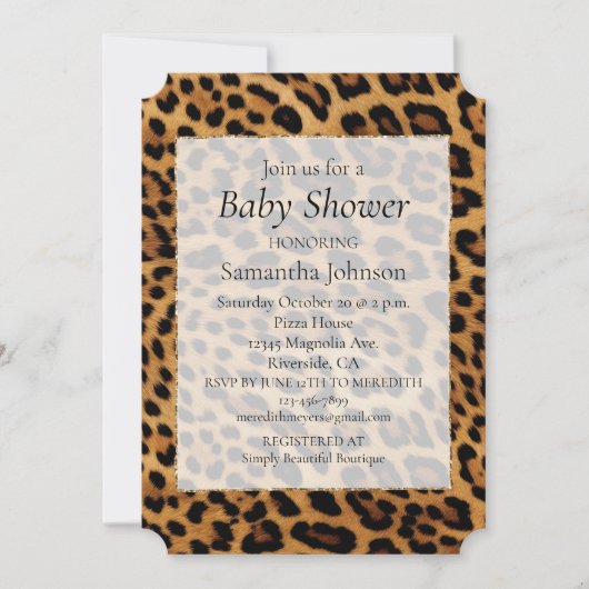 Chic Brown Leopard Print Einladung (Vorderseite)