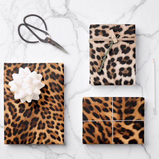 Chic Brown Leopard Print Geschenkpapier Set (Vorderseite)