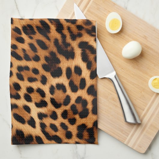 Chic Brown Leopard Print Geschirrtuch (Viertel Falte)