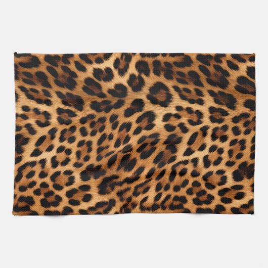 Chic Brown Leopard Print Geschirrtuch (Horizontal)