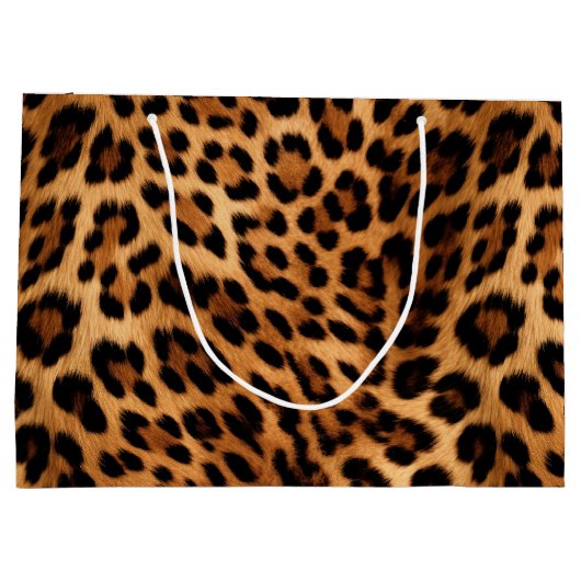 Chic Brown Leopard Print Große Geschenktüte (Rückseite)