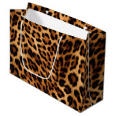 Chic Brown Leopard Print Große Geschenktüte (Vorderseite Schrägansicht)
