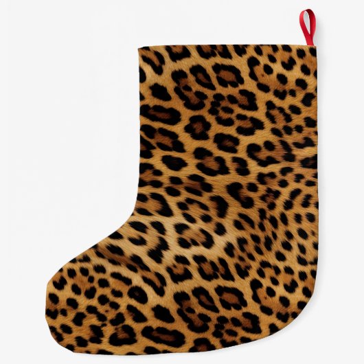 Chic Brown Leopard Print Großer Weihnachtsstrumpf (Rückseite)