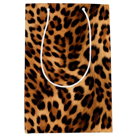 Chic Brown Leopard Print Mittlere Geschenktüte (Vorderseite)