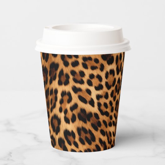 Chic Brown Leopard Print Pappbecher (Rückseite)
