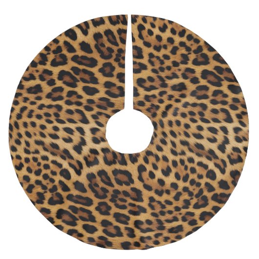 Chic Brown Leopard Print Polyester Weihnachtsbaumdecke (Vorderseite)