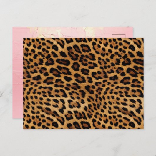 Chic Brown Leopard Print Postkarte (Vorne/Hinten)