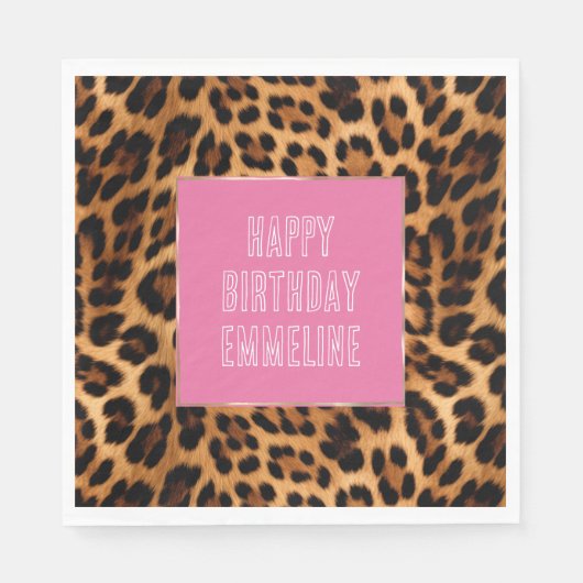 Chic Brown Leopard Print Serviette (Vorderseite)