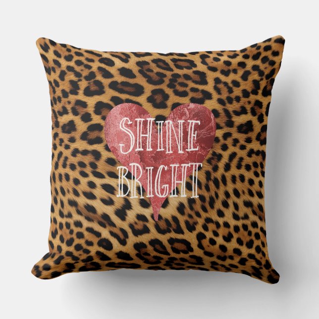 Chic Brown Leopard Print Shine Kissen (Vorderseite)