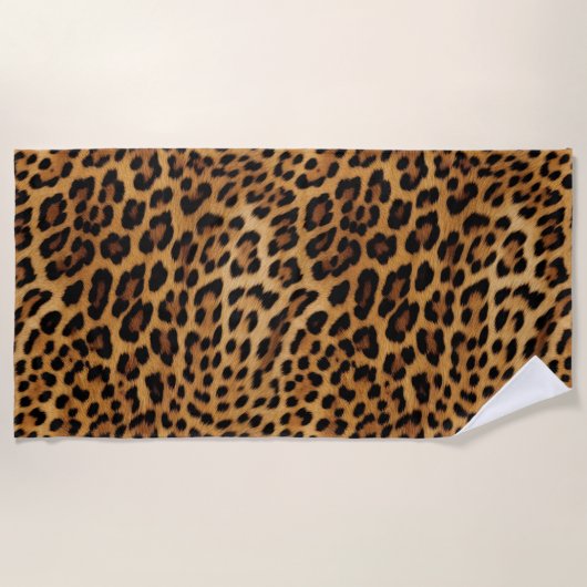 Chic Brown Leopard Print Strandtuch (Vorderseite)