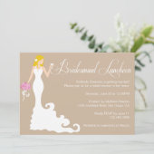 Chic Brown Modern Bride Posh Bridesmaid Luncheon Einladung (Stehend Vorderseite)