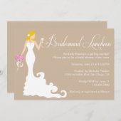 Chic Brown Modern Bride Posh Bridesmaid Luncheon Einladung (Vorne/Hinten)