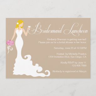 Chic Brown Modern Bride Posh Bridesmaid Luncheon Einladung