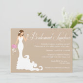 Chic Brown Modern Bride Posh Bridesmaid Luncheon Einladung (Stehend Vorderseite)