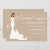 Chic Brown Modern Bride Posh Bridesmaid Luncheon Einladung (Vorne/Hinten)