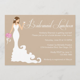 Chic Brown Modern Bride Posh Bridesmaid Luncheon Einladung