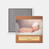 Chic Brown Rose Gold Baby Foto Magnet (Vorderseite/Rückseite)