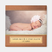 Chic Brown Rose Gold Baby Foto Magnet (Vorne)