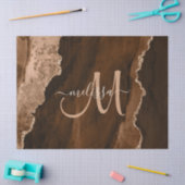 Chic Brown Rose Gold Glitzer Agate Custom Monogram Seidenpapier (Basteln)