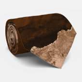 Chic Brown Rose Gold Glitzer Agate Marble Wedding Krawatte (Gerollt)