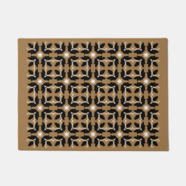 Chic Brown Tile Blume Muster Kleine Tor Mat Fußmatte