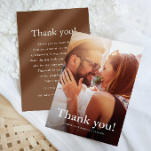 Chic Brown Wedding Foto Vielen Dank Dankeskarte