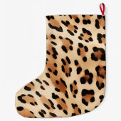 Chic Brown White Leopard Print Großer Weihnachtsstrumpf (Rückseite)