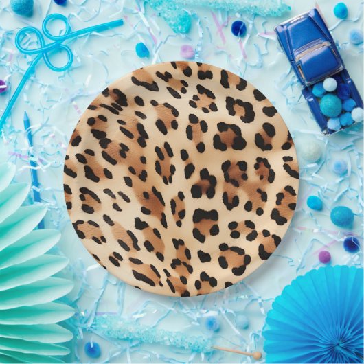 Chic Brown White Leopard Print Pappteller (Party)