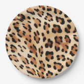 Chic Brown White Leopard Print Pappteller (Vorderseite)