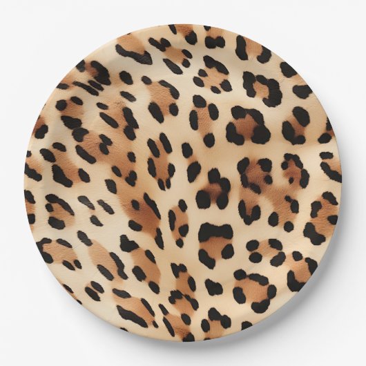 Chic Brown White Leopard Print Pappteller (Vorderseite)