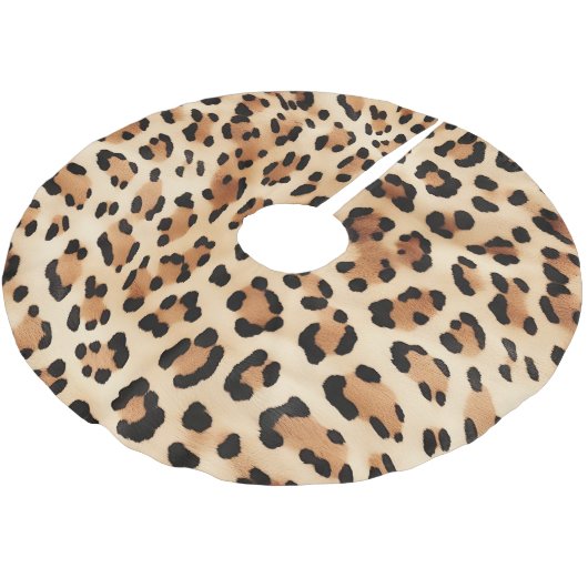 Chic Brown White Leopard Print Polyester Weihnachtsbaumdecke (Schrägansicht)
